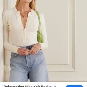 Reformation Cream Knit Bodysuit
